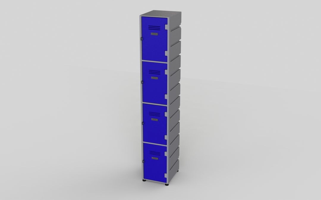 4 Tier Plastic Locker | Flat Top Solid