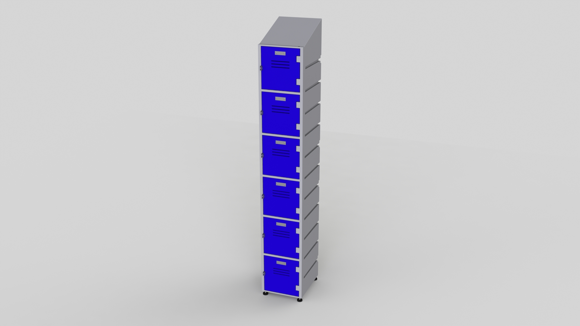 6 Tier Plastic Locker | Slant Top Solid